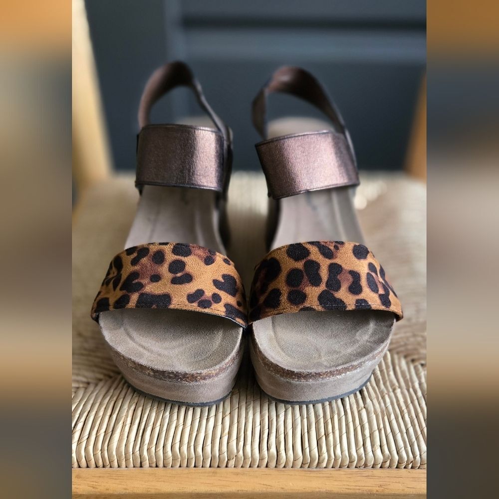Pierre Dumas Cheetah and Copper Wedge Sandals | Sz 8 - Picture 5 of 5
